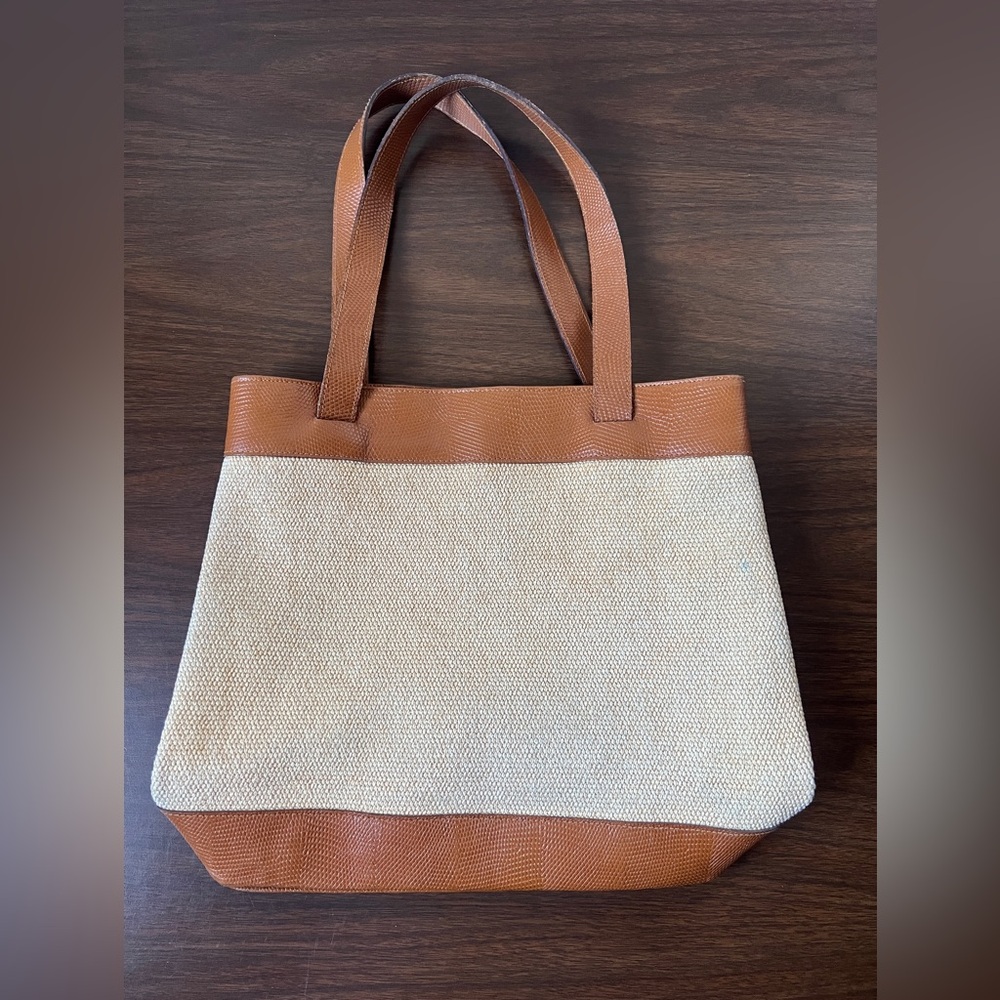 Talbots Cotton/Rayon/Leather tote made in Italy